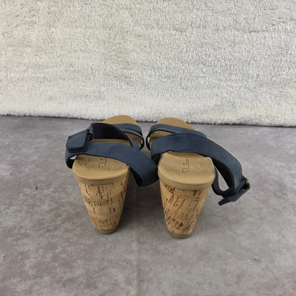 CL by Laundry Womens Navy Blue Strappy Cork Wedge Sandal Platform Size 7